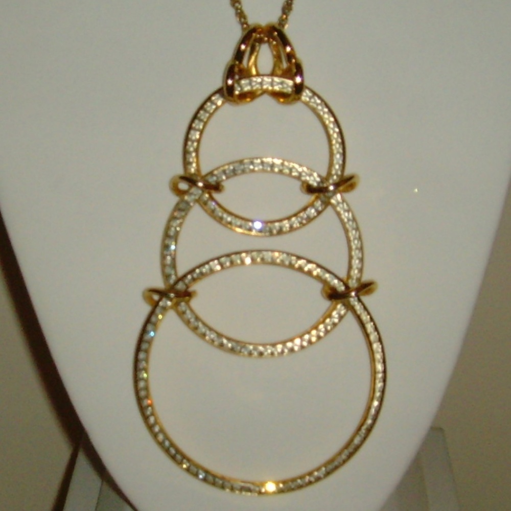 Castlecliffⓒ Gold-Tone&Clear Rhinestone Pendant